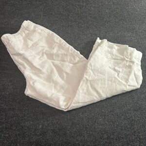 Charter Club Capri‎ Pants 6 White Linen Cargo Pockets Elastic Waist Lined